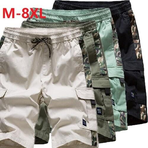 Plus Size Summer Cargo Shorts Men Cotton Casual Shorts Male Loose Short Cargo Pants Beach shorts big size Brand clothing 7XL 8XL