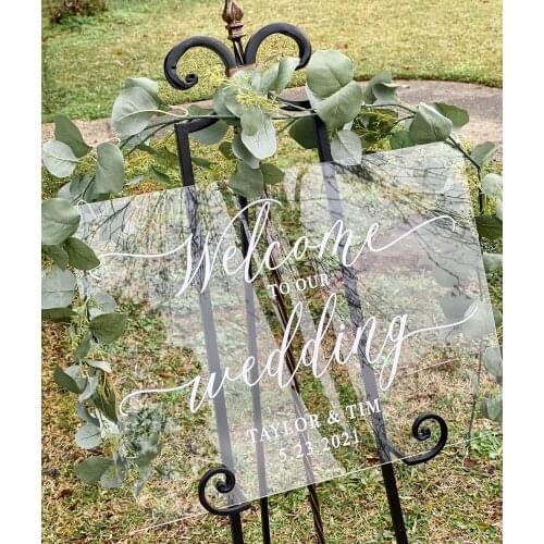 Wedding Welcome Sign Custom Clear Transport Acrylic Welcome Sign Entrance Plexiglass Sign for Wedding Party Signature Board
