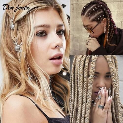 10pcs/set LOC Dread Hair Jewelry Vintage Gold Silver Color Hair Coils Braid Beads Dreadlock Hair Pin Circle Hair Accessories