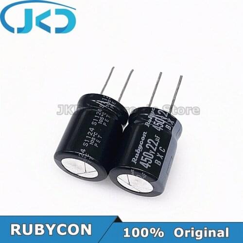 20pcs RUBYCON 22UF 450V 16*20mm BXC/BXA Series 22UF450V 450V22UF 16x20mm Aluminum Electrolytic Capacitor