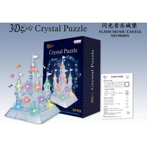 3D crystal dream puzzle 3D plastic educational toys DIY flash music castle puzzle