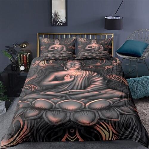 3D Bedding Set 2/3 Pcs Buddha Statue Printed Duvet Cover Pillowcase Twin Single Queen King Full Double Size Quilt Cover Bedroom