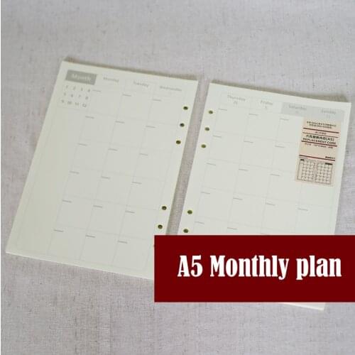 A5 Loose-Leaf Notebook Refill Spiral Binder Planner Inner Page Inside Paper Dairy Weekly Monthly Plan To do Line Dot grid