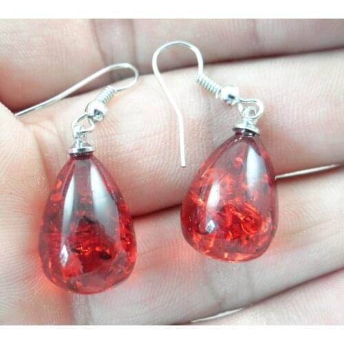 Free shipping 1pair Fashion Precious Modernist TEARDROP GOLDEN HONEY PRESSED AMBERS earring jewellery making C47