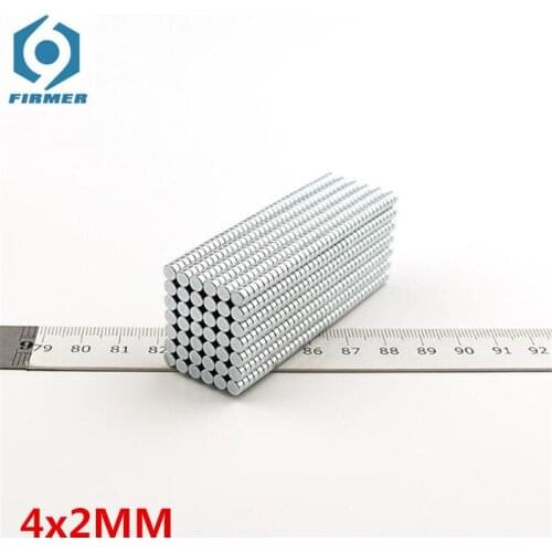 Free Shipping 200pcs 4x2 N35 4mm*2mm neodymium Magnet Mini Disc Dia 4mm x 2mm Strong Powerful Round 4*2 Hot Sale
