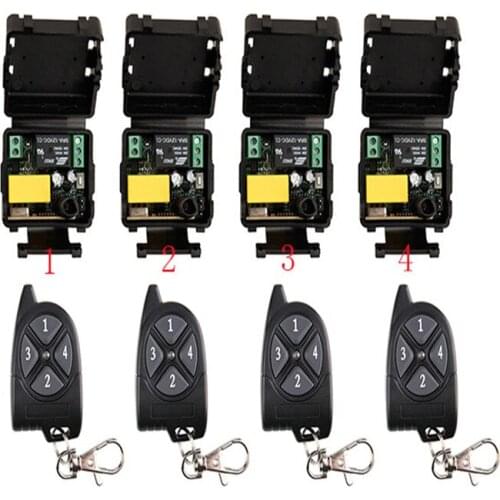 AC 220V 1CH 1CH 10A 433 MHz Wireless Relay RF Remote Control Switch Receiver+1 2 3 4 Transmitter Garage Doors /window / shutters