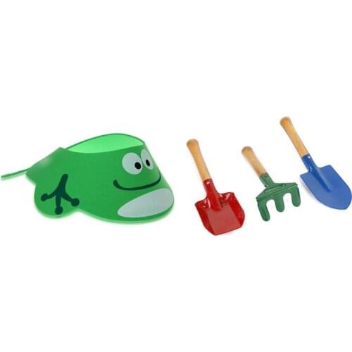 Baby Kid Toddler Bath Shower Cap Hat Wash Hair Shampoo Shield Adjustable Green with 3Pcs Outdoor Garden Tools Set
