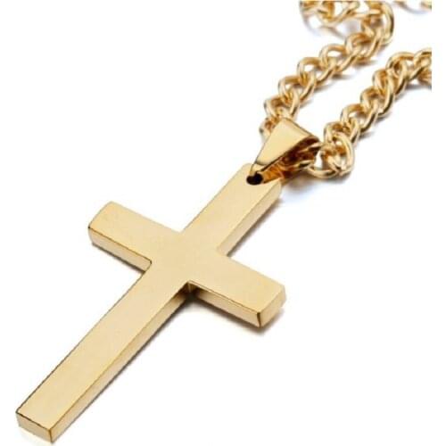 Christian Cross Pendant Item Mens and Womens Necklaces Fashionable Simple Metal Jewelry Accessories Three Colors Available