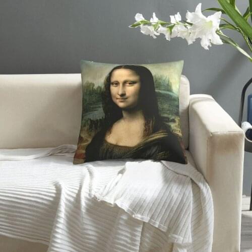 Leonardo Da Vinci,Mona Lisa pattern print Cushion Cover Decorative Pillowcase Chair Seat Square Car Pillow