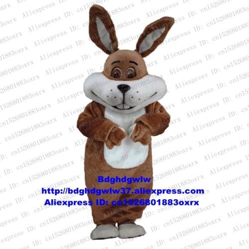 Long Fur Brown Easter Bunny Osterhase Rabbit Hare Mascot Costume Cartoon Character Ribbon Cutting Cere Shop Celebration zx2048