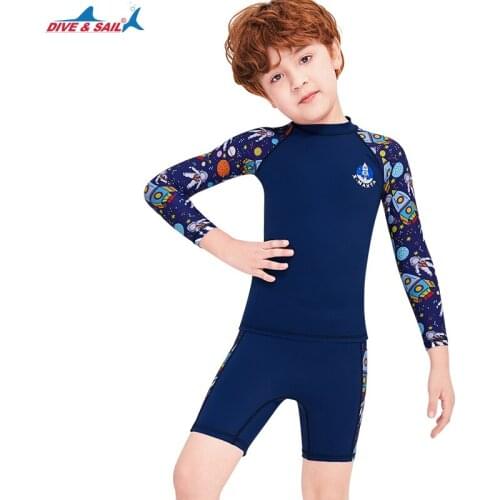 Boys' 2-Piece UPF 50+ Rash Guard and Swimsuit Trunks Set Long Sleeve Bathing Suits Swimwear for Kids Girls 3-10 Years