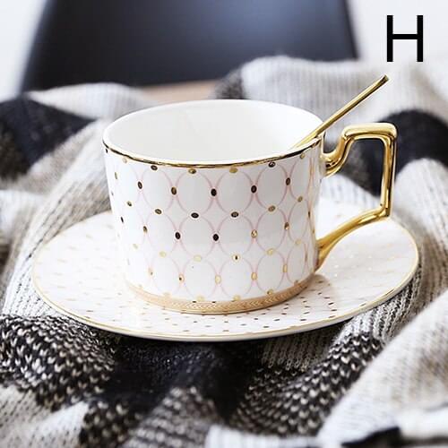 Porcelain coffee cup and saucer bone china coffee set "C" mark design Top Grade outline in gold tea cup and saucer set saucer se