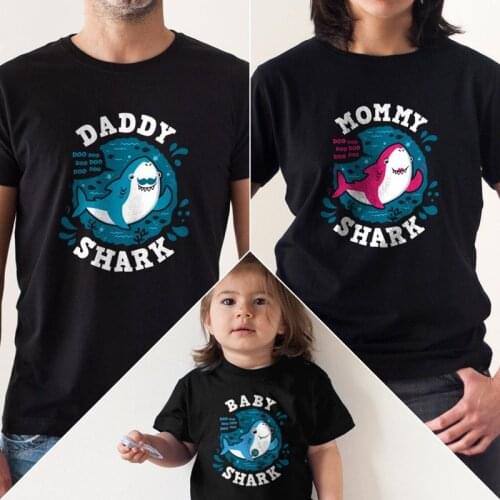 Daddy and Mommy and Baby Family Shark T-Shirt Family Matching Outfits Gift Mom and Dad and Children Shark Family T-shirt
