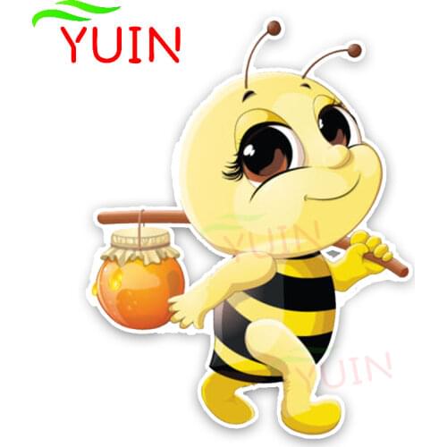 Interesting Lovely Honey Pot Cartoon Bees Colored Car Sticker Accessories PVC Decoration High Quality Waterproof Decal 15*11cm
