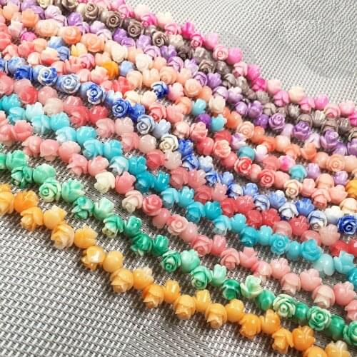 Synthetic Coral engraving Flower shape Punch loose beads isolation bead for Jewelry making DIY necklace bracelet accessories