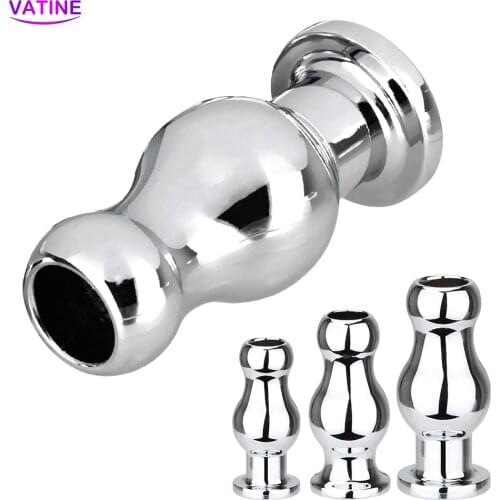 Hollow Metal Anal Plug Sex Toys For Women Men Gay Couple Tools Butt Vaginal Dilator Douche Enema Erotic Machine Adults Games Set