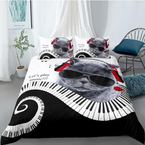 3D Duvet Cover Sets Bedding Set Quilt Comforther Covers Bed linens King Queen Full Double Size Gray Cat Custom Bedding sets