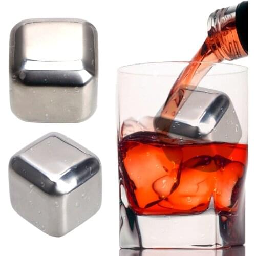 Stainless Steel Ice Cubes Whiskey Cooler Rocks Beer Drink Quick Frozen Ice Stone 1pc Chilling Stones for Whiskey Wine