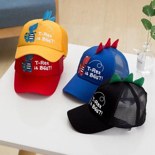 Summer Mesh Childrens Baseball Cap Breathable Kids Sun Hat Dinosaur Embroidered Baby Boys Girls Hip Hop Cotton Snapback Caps