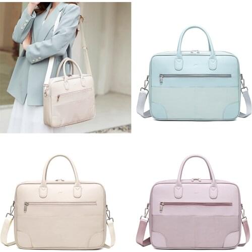 Fashion Solid Women Laptop Briefcase Computer Bag Business Document Organizer Ipad Tote Ladies Handbag Messenger Purse Strap
