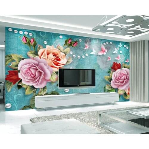Beibehang Custom Mural Wallpaper Painting Abstract modern hand drawn floral rose butterfly wallpaper home decor papel tapiz