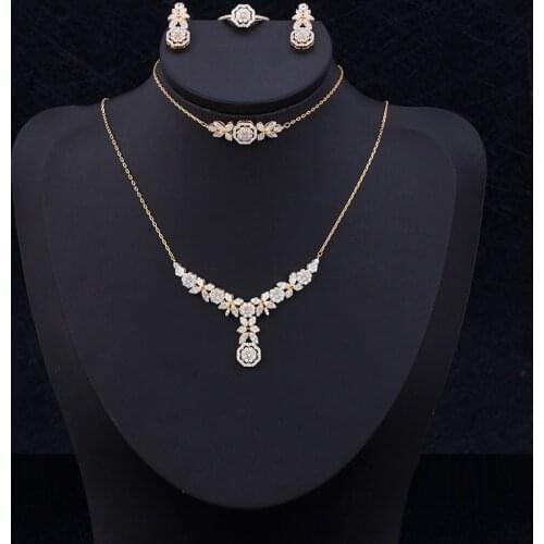 Bride Talk Women Fashion Jewelry Set 4 PCS Necklace Ring Earrings Bracelet Shiny Cubic Zirconia Super Quality Lady Accessories