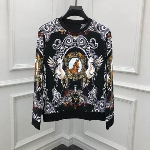 New Arrival Designer Animal print Men Casual Sweatshirt tops High Quality Cotton O-neck Hoodie C524