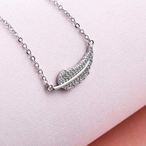 S925 Silver Necklace Pendant Diamond Luxury Ethnic Leaves Women Fine Jewelry Silver Fashion White Pendant Necklace for Women