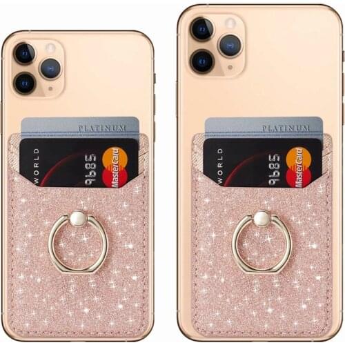 Bling Glitter Mobile Phone Back Cards Holder Ring Stand Pocket Phone Pouch Bag For iPhone SE 2020 11 Pro XS Max X XR 7 8 Plus