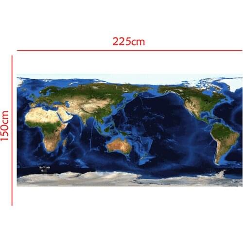 Satellite Map of The World Topography And Bathymetry Non-woven Spray Painting Map 150x225cm