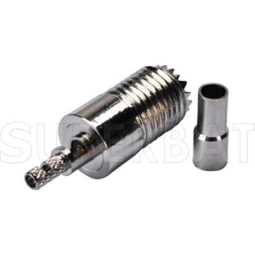 Superbat 10pcs Mini UHF Crimp Jack Female RF Coax RF Connector for Cable RG316,RG174,LMR100,RG178