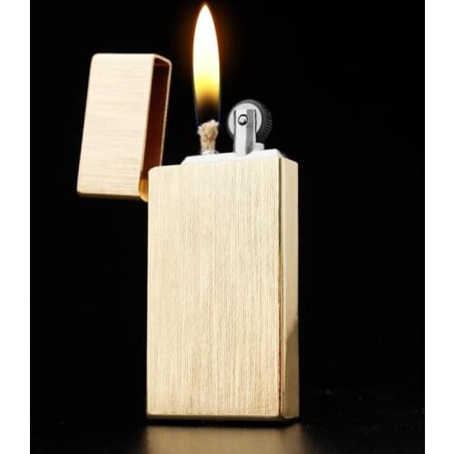 Outdoor Gasoline Flint Lighter Kerosene Oil Free Fire Lighter Ultra Thin Refillable Cigarette Lighter Metal Gadgets For Man