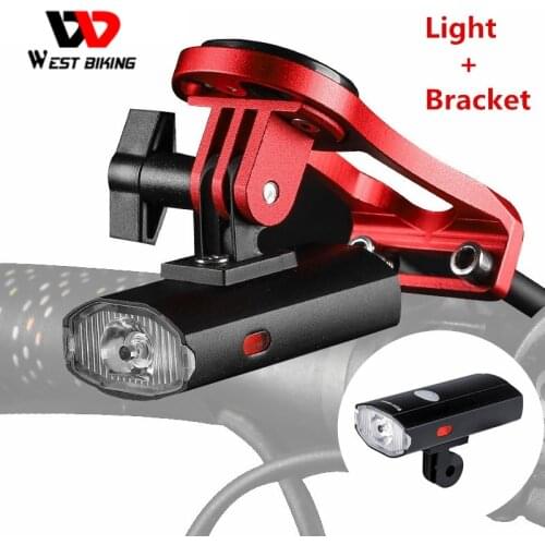 WEST BIKING Bike Light USB Rechargeable LED Bicycle Front Lamp With Gopro Bracket Holder Light Headlight Flashlight For Cycling