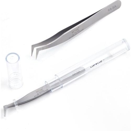 VETUS 6A-SA Eyelash Extension Tweezers Stainless Steel Precision 3D/6D Volume Eyebrow Tweezers Forceps Professional Makeup Plier