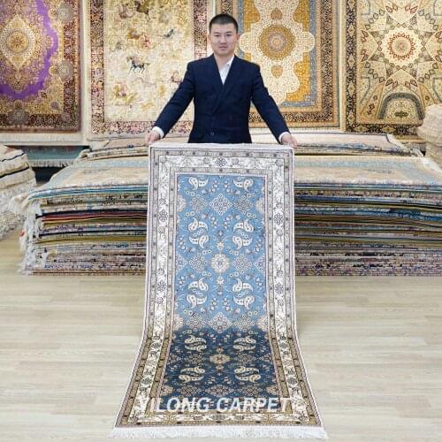 YILONG 2.5x6' Long Handmade Silk Rugs Runners Hallway Lobby Carpets Strip (YJH237AB)