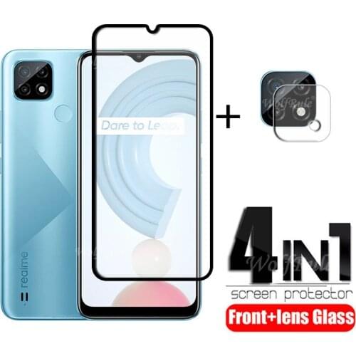 4-in-1 For OPPO Realme C21 Glass For Realme C21 Tempered Glass Phone Flim Full Cover Screen Protector For Realme C21 Lens Glass