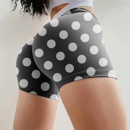 Women Polka Dot Yoga Shorts Slim Mid-waist Sport Running Shorts Summer Casual Style Fitness Clothes Summer Leisure Wear