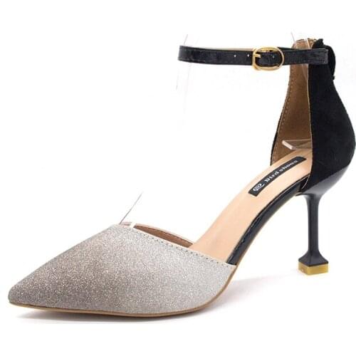 Women shoes Bright Jingjing high heels female 2020 new gradient color sequins womens shoes pointed stiletto single shoes women