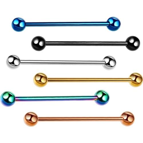 1PC Stainless Steel Titanium Anodized Colorful Industrial Barbell Earring Piercing Double Ball Earrings Cartilage Jewelry 14g