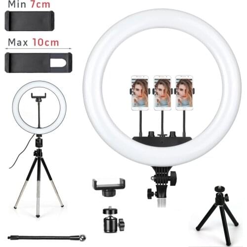 18'' Selfie Ring Lamp Light with Photography Flexible Tripod for Mobile Phone Holder Accessories for Smartphone YouTube Live