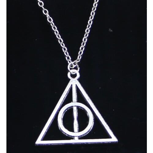 20pcs New Fashion Necklace 32mm deathly hallows Pendants Short Long Women Men Colar Gift Jewelry Choker
