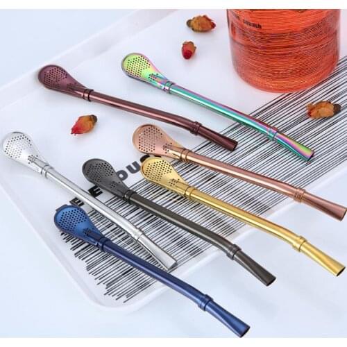 200pcs Stainless Steel Straws Metal Drinking Straws Filter Stirring Spoon Straws for Yerba Mate Tea Bombilla Gourd SN671