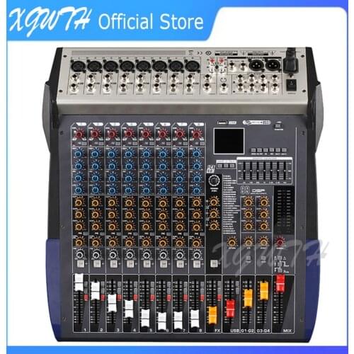 8 Channel Audio Digital Mixer Sound Mixing Console with Bluetooth USB 99 DSP Effect +48V Phantom Power DJ Studio Stage Equipment
