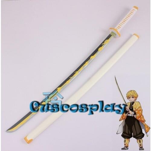 Agatsuma Zenitsu Cosplay Sword Demon Slayer Kimetsu No Yaiba Costume Weapons Prop PVC Sword Halloween Christmas Party Props