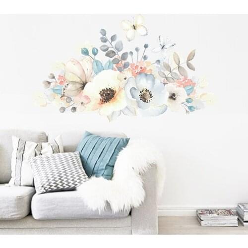 Watercolour Flowers Wall Decals for Room Decor Living room Bedroom Wall Decor Wall Stickers Removable Wall Decals Home Decor