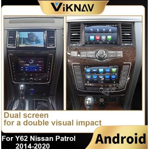 Dual screen Android Car radio For Y62 Nissan Patrol 2014 2015 2016 2017 2018 2019 2020 car GPS navigation multimedia player