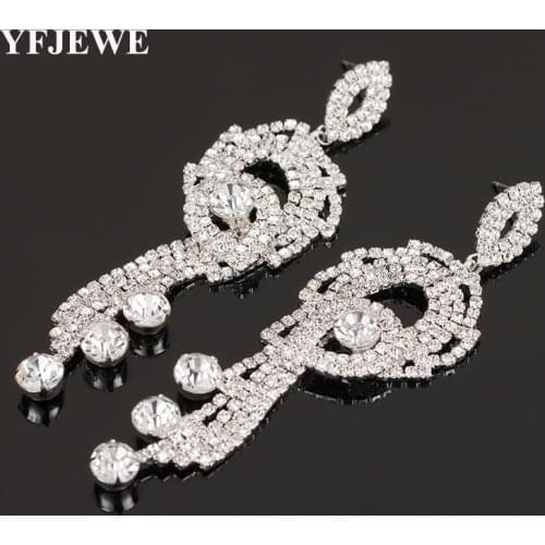 YFJEWE Brand Fashion Luxury Drop Earrings Engagement Jewelry Party Gift Crystal Stone Wedding Bridal Earrings For Brides E357