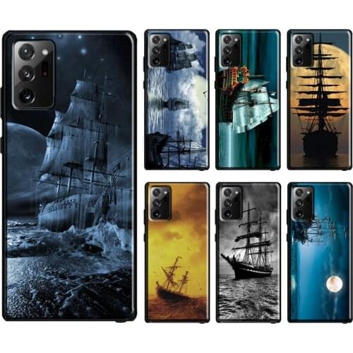 Old Ship in Sea Moon Night Case For Samsung Galaxy S21 Ultra S20 FE S10e S8 S9 S10 Note 20 Note 10 Plus Back Cover