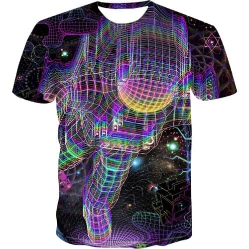 3D T-shirt psychedelic printing astronaut t-shirt mens summer hip hop t-shirt mens Shirt Short Sleeve mens brand T-shirt