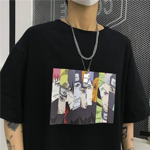 100% Cotton Hip Hop Women Amine T-Shirt Loose Summer Oversize Female Black Tops Funny Japan Harajuku High Street T Shirt Girl